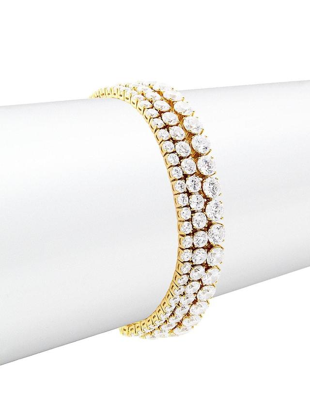 Womens Bubbly 18K-Gold-Plated & Cubic Zirconia Triple-Strand Tennis Bracelet Product Image