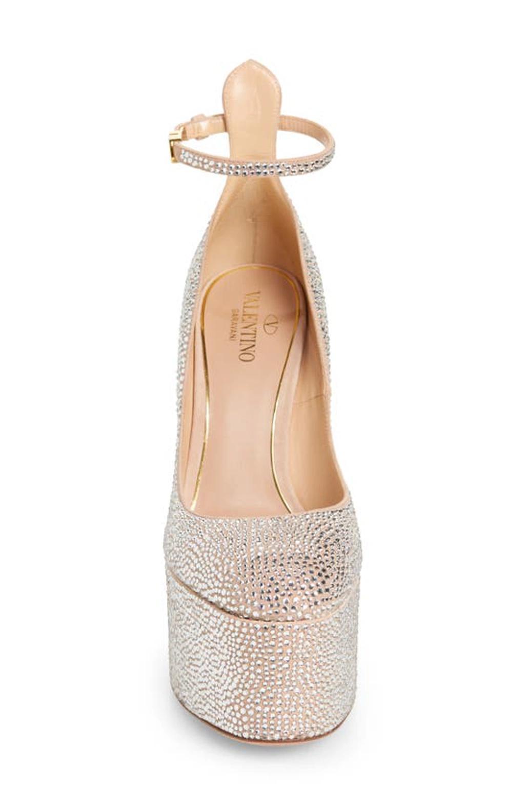 Crystal-embellished Leather Platform Pumps In Crystal Rose Product Image