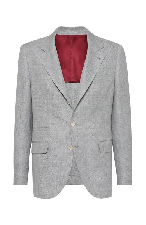 BRUNELLO CUCINELLI Twill Single-breasted Blazer In Grey Product Image