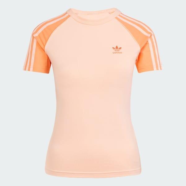 adidas Adicolor 3-Stripes Raglan Slim Tee Clear Sky M Womens Product Image