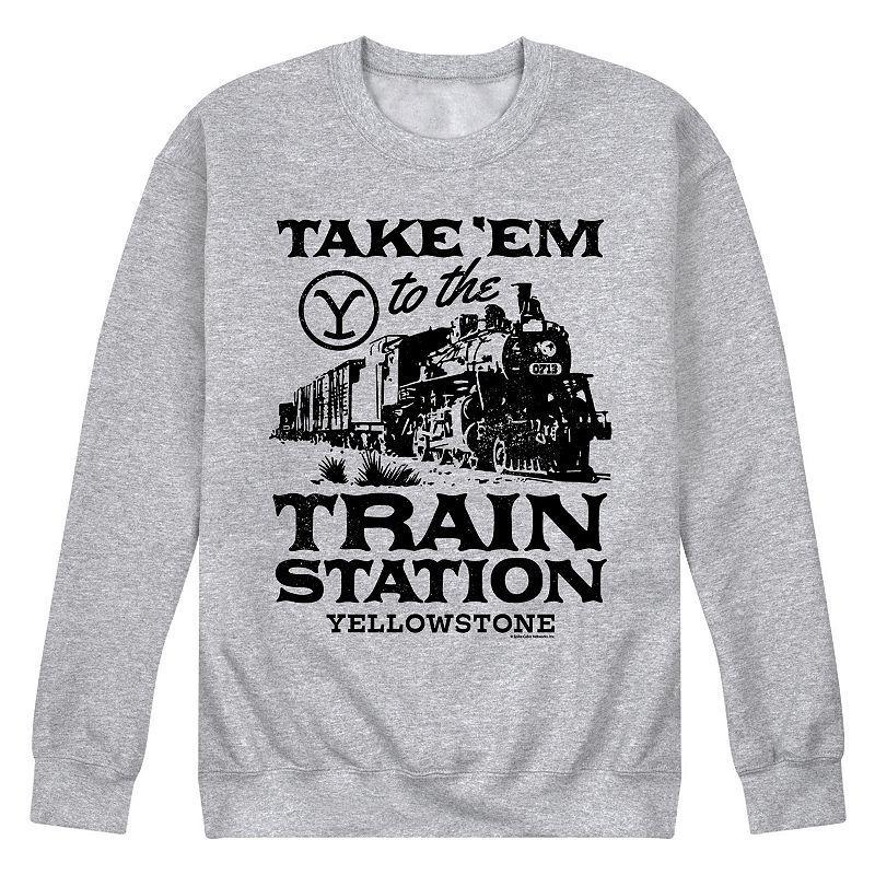 Mens Yellowstone Train Station Sweatshirt Grey Product Image