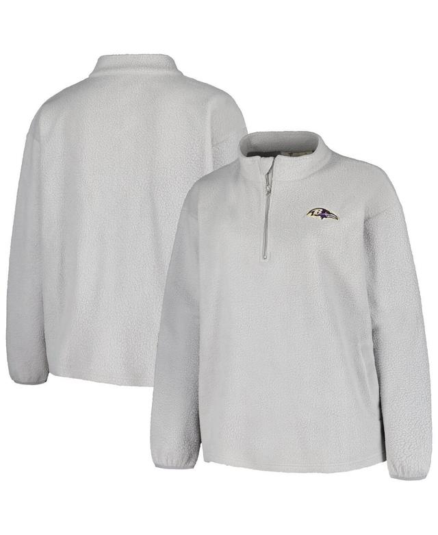 Womens Profile Gray Baltimore Ravens Plus Size Sherpa Quarter-Zip Jacket Product Image