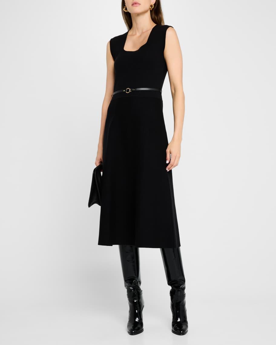 The Vera Belted Scoop-Neck Midi Sweater Dress Product Image