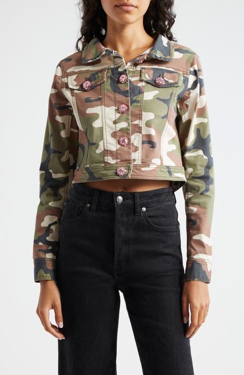 Regina Cropped Camo Rhinestone Jacket In Classic Multi Product Image