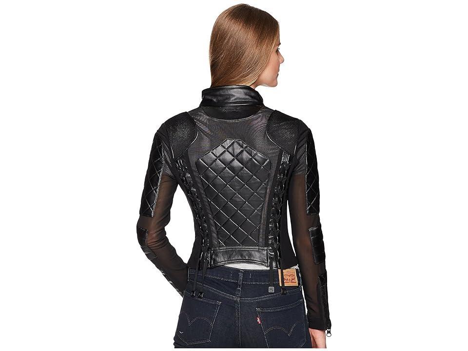 Blanc Noir Leather & Mesh Moto Jacket Product Image