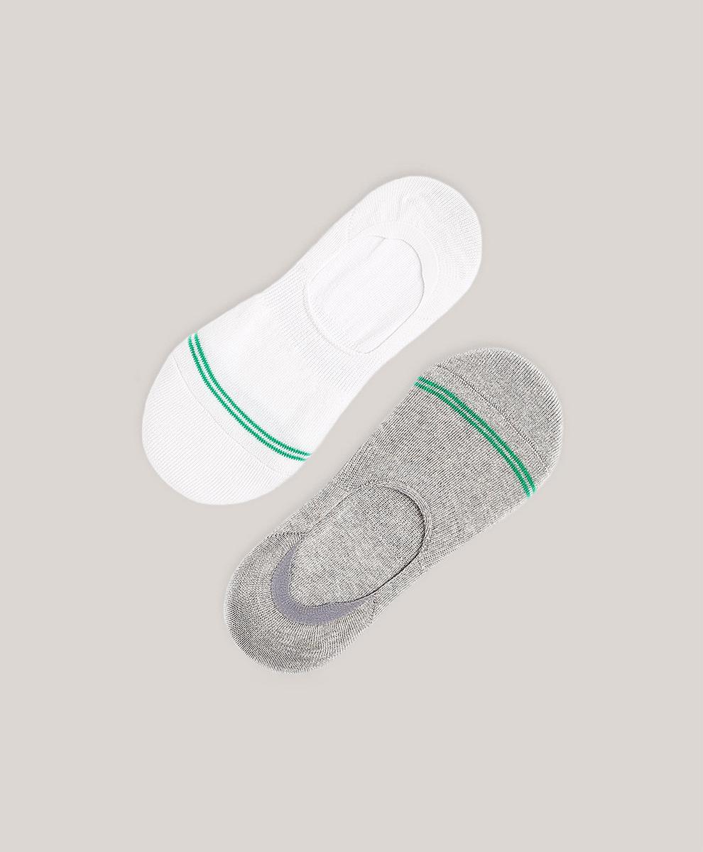 Womens White/Heather Grey No-Show Socks 2-Pack 1S Product Image