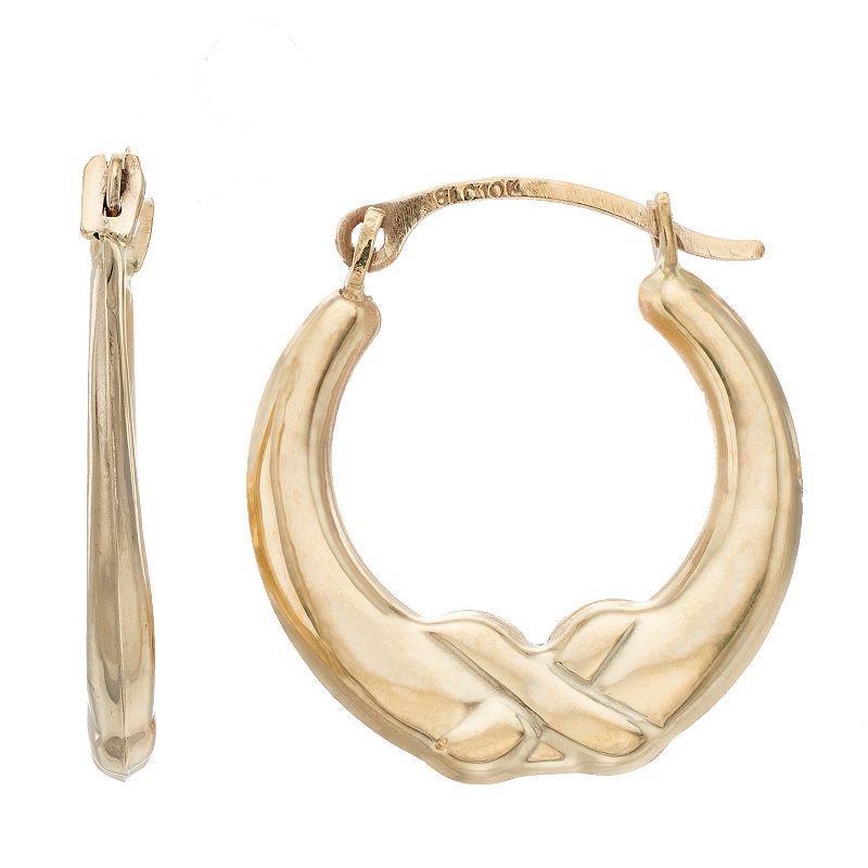 10k Gold Etched Hoop Earrings, Womens Product Image