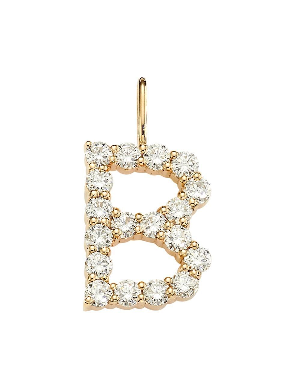 Womens 14K Yellow Gold & Diamond Large Initial Charm Product Image