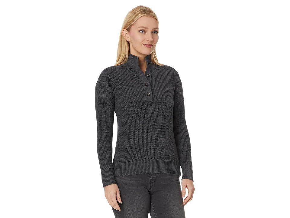 PACT Luxe Knit Henley Sweater (Charcoal Heather) Women's Sweater Product Image