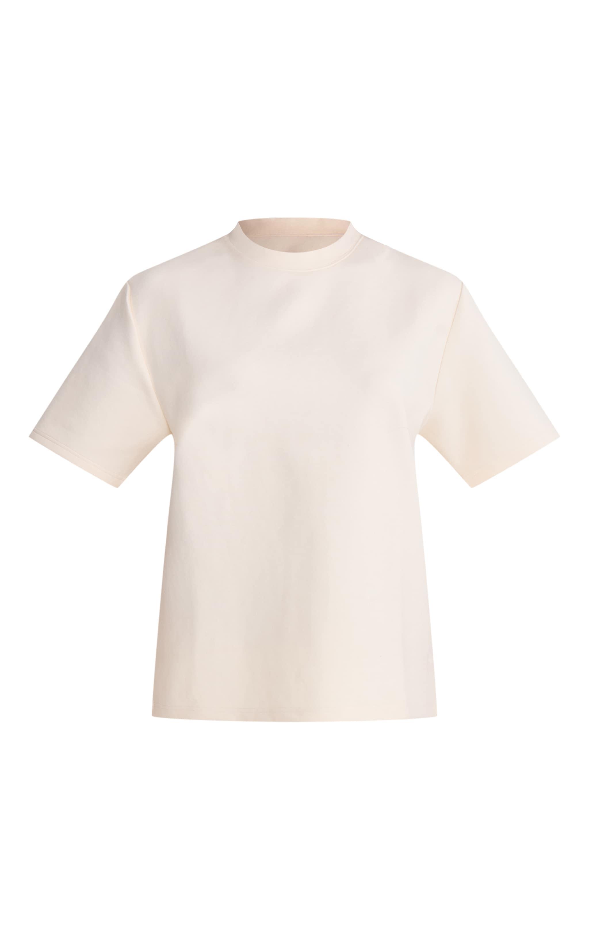 Cream Premium Interlock Short Sleeve Sweatshirt Product Image