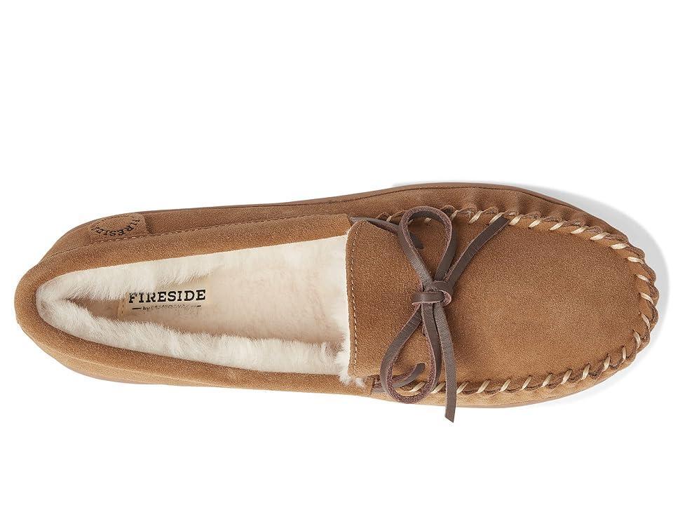 Fireside by Dearfoams Nelson Bay Mens Shearling Moccasin Slippers Brown Product Image