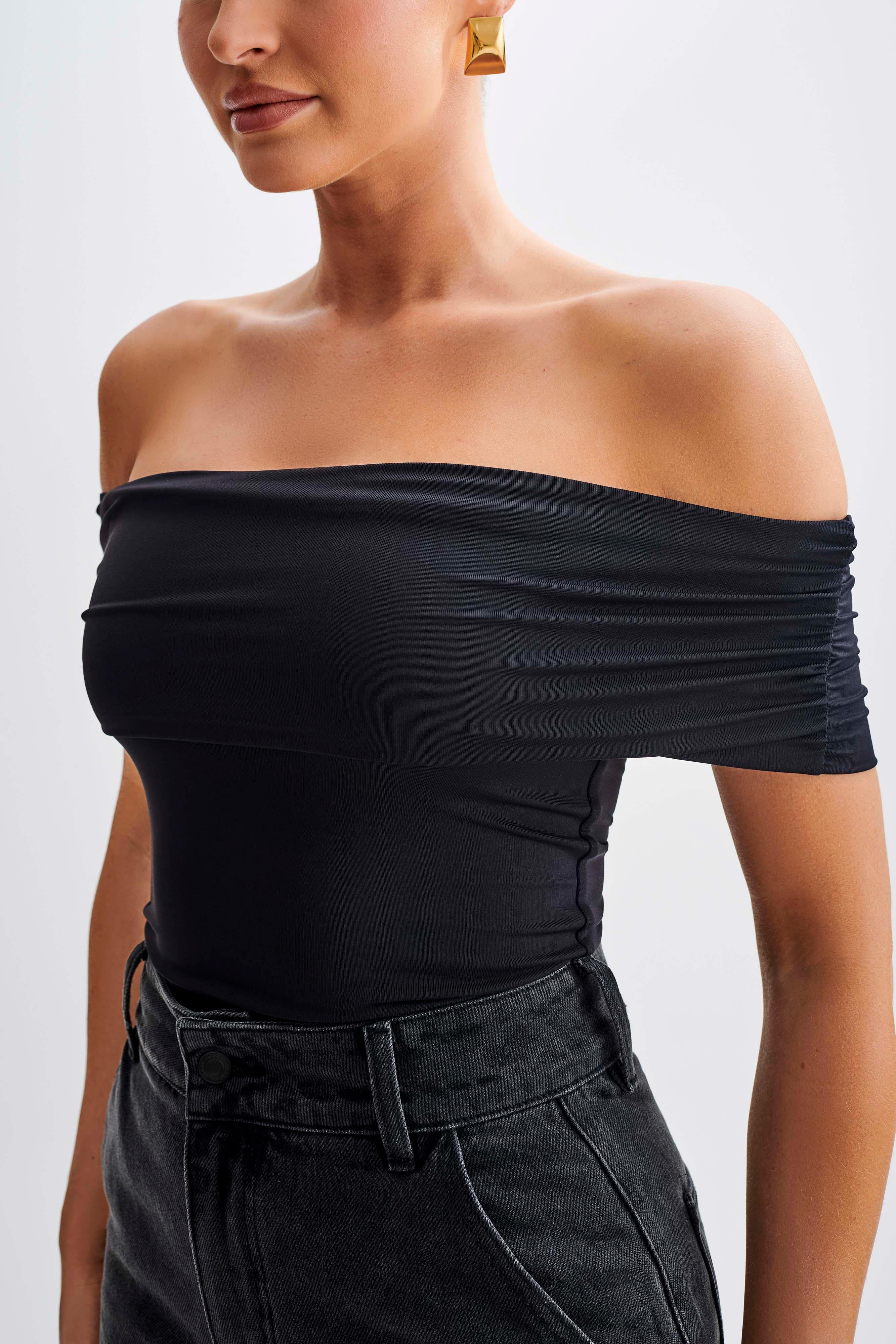 Meena Recycled Nylon Off Shoulder Top - Black Product Image