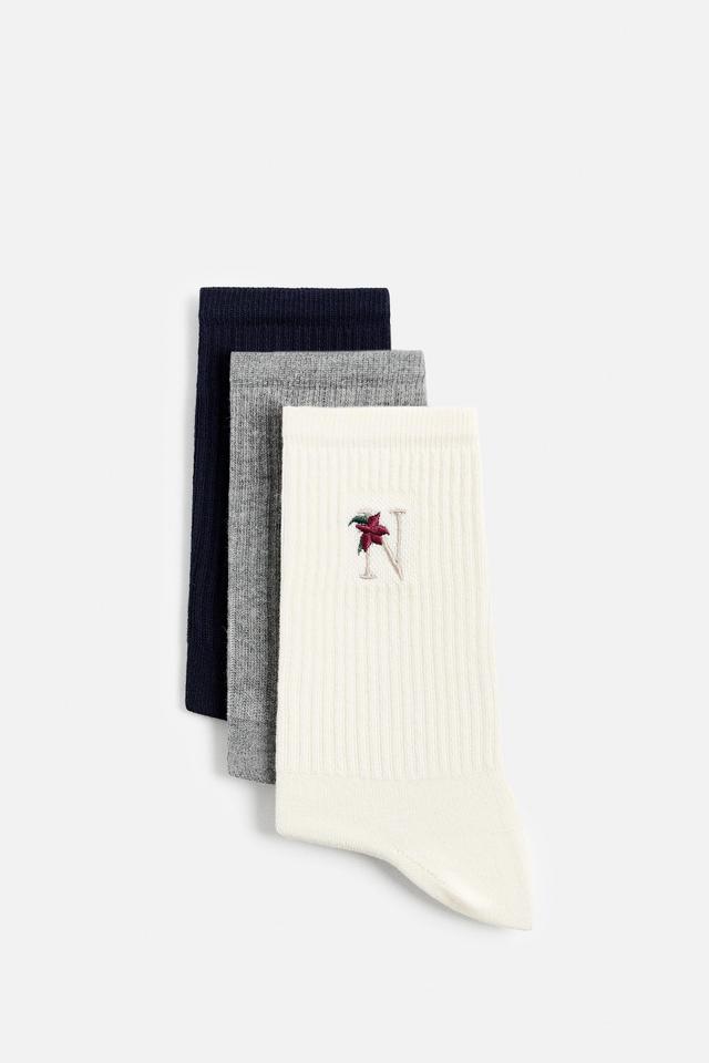 3-PACK OF COMBINATION EMBROIDERED SOCKS Product Image