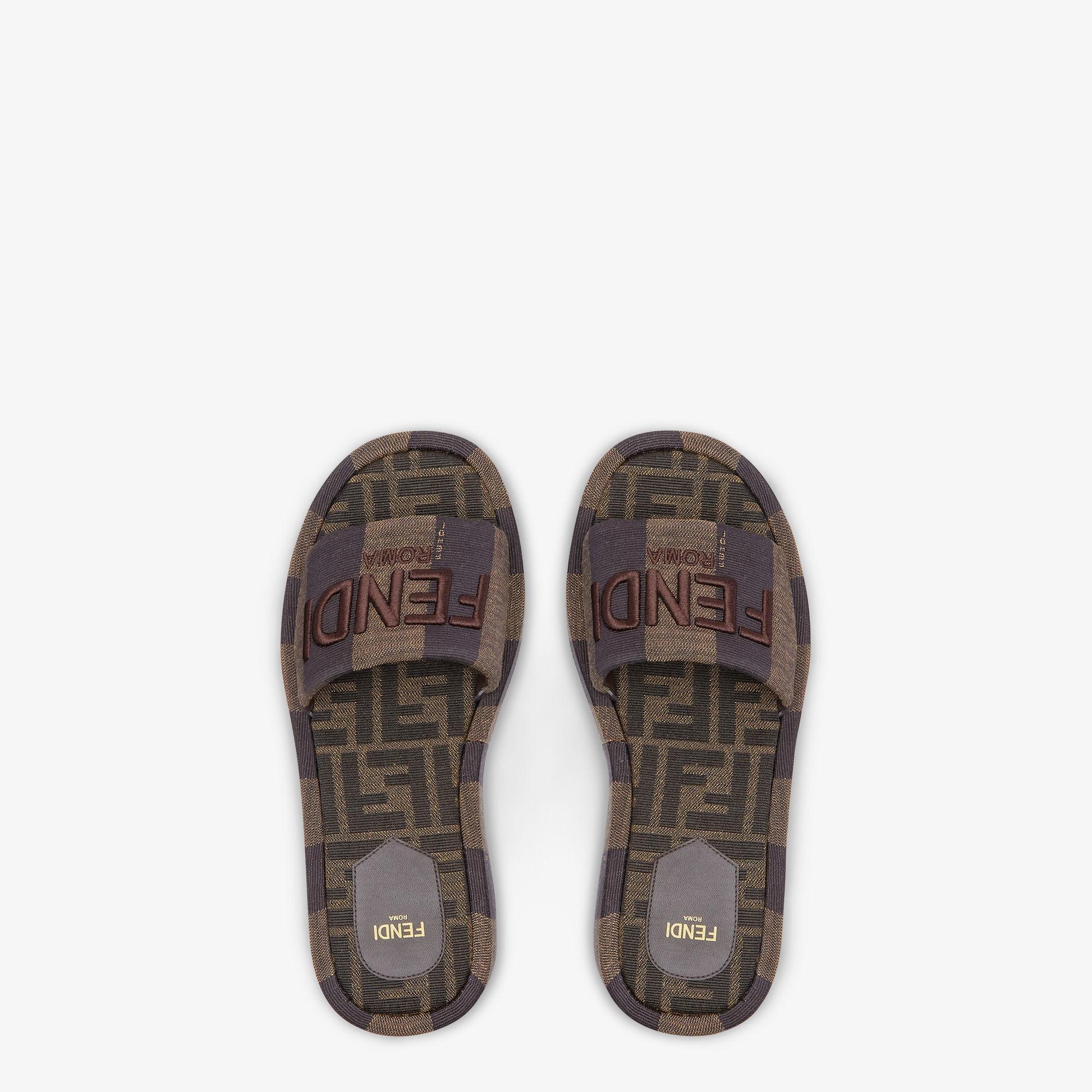 Fendi SunshineBrown fabric flatform slides Product Image