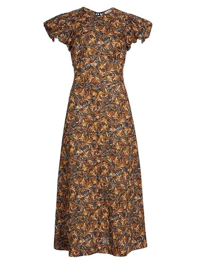 Womens Rhodia Floral Cotton Midi-Dress Product Image