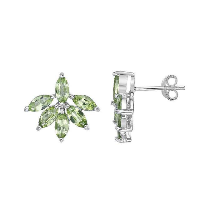 Gemminded Sterling Silver Peridot Flower Stud Earrings, Womens Product Image