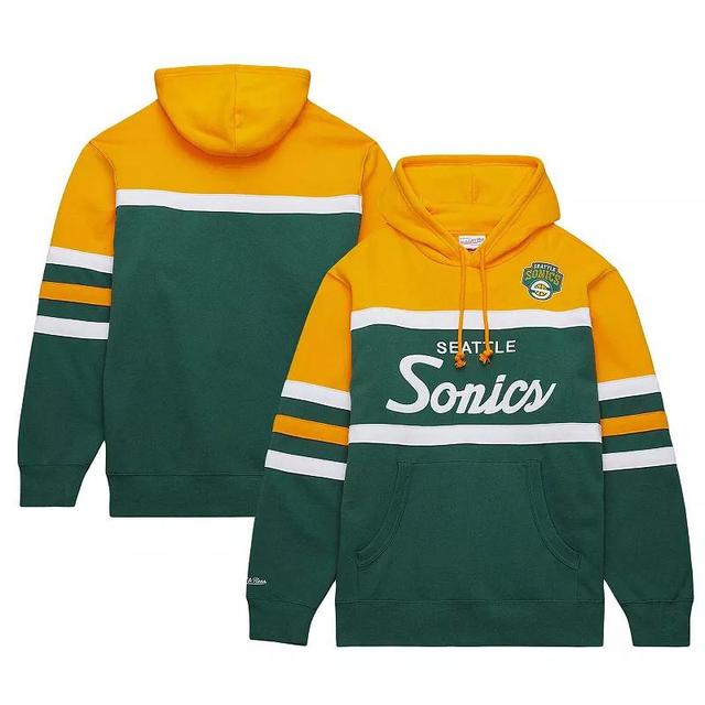 Mens Mitchell & Ness Green/Gold Seattle SuperSonics Head Coach Pullover Hoodie Product Image