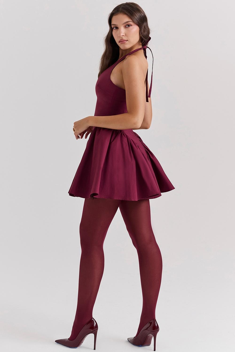 Valentia Wine Halter Mini Dress Product Image