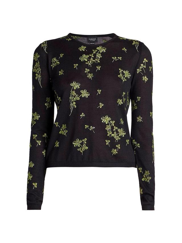 Womens Floral Cashmere & Silk-Blend Knit Sweater Product Image