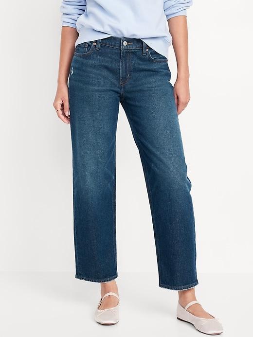 Mid-Rise Boyfriend Ankle Jeans Product Image