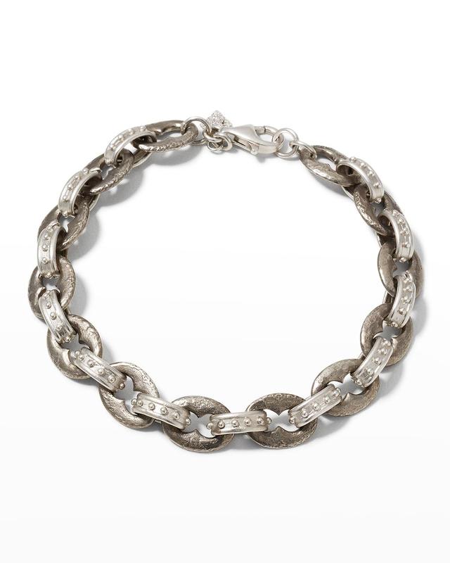 Mens Sterling Silver Textured Link Bracelet Product Image