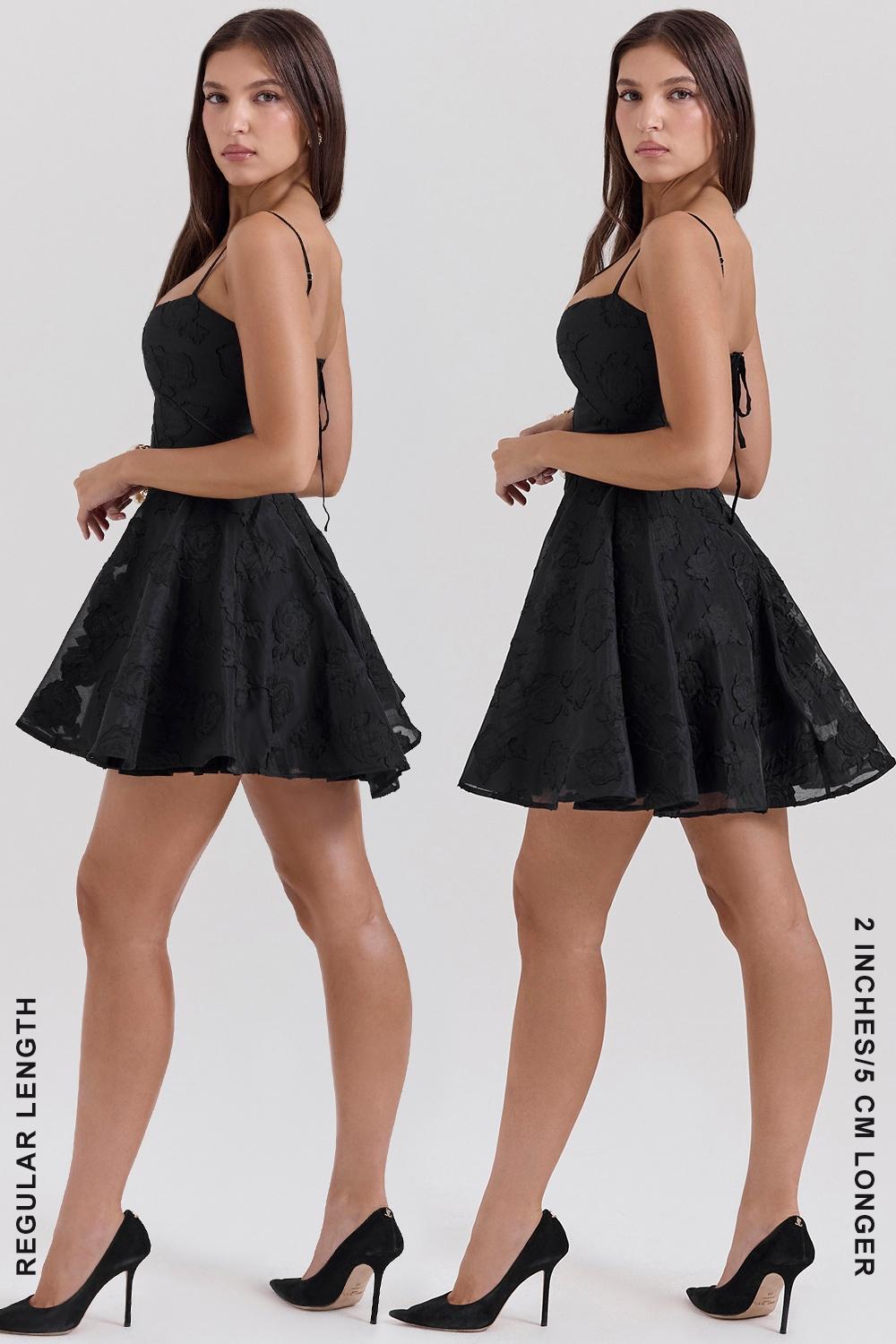 Serenita Black Floral Lace Back Mini Dress Product Image