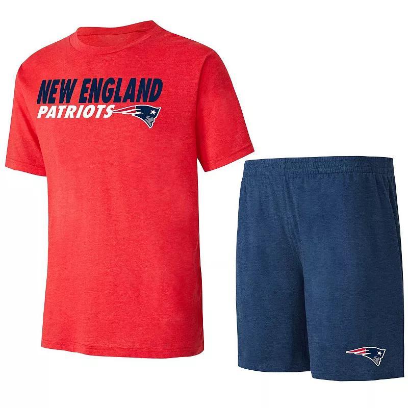 Mens Concepts Sport /Red New England Patriots Meter T-Shirt & Shorts Sleep Set Blue Product Image