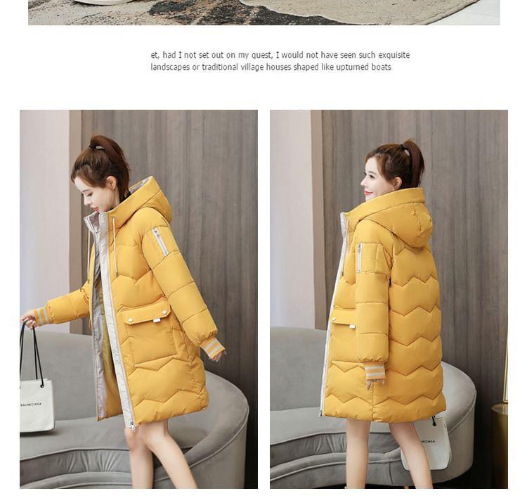 Hooded Zip-Up Long Parka Product Image