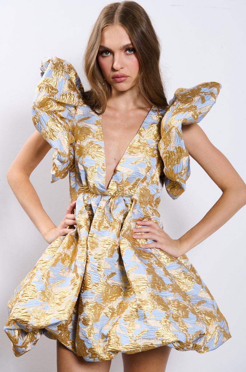 BELLE OF THE BALL BROCADE MINI DRESS Product Image