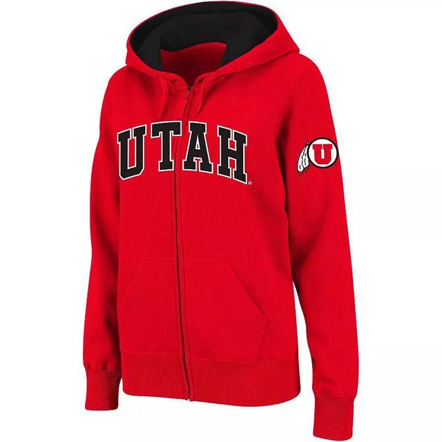 Womens Stadium Athletic Red Utah Utes Arched Name Full-Zip Hoodie Product Image