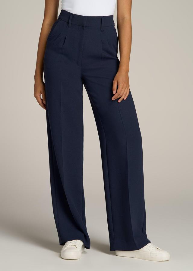 Pleated WIDE Leg Dress Pants for Tall Women in Navy Female Product Image