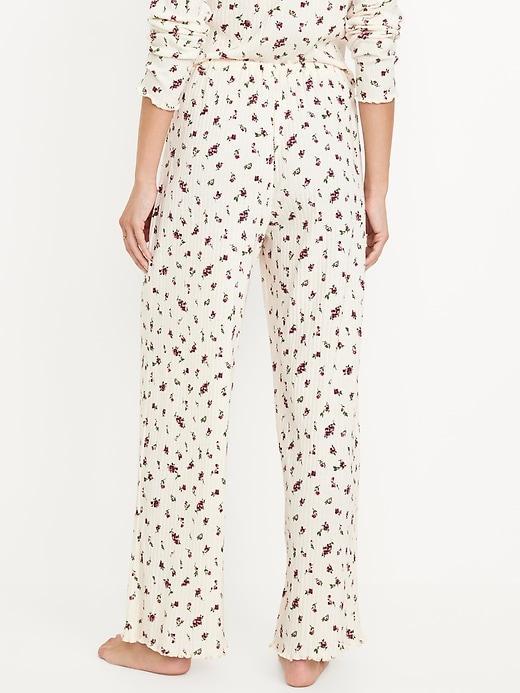 High-Waisted Ribbed Pajama Pants Product Image