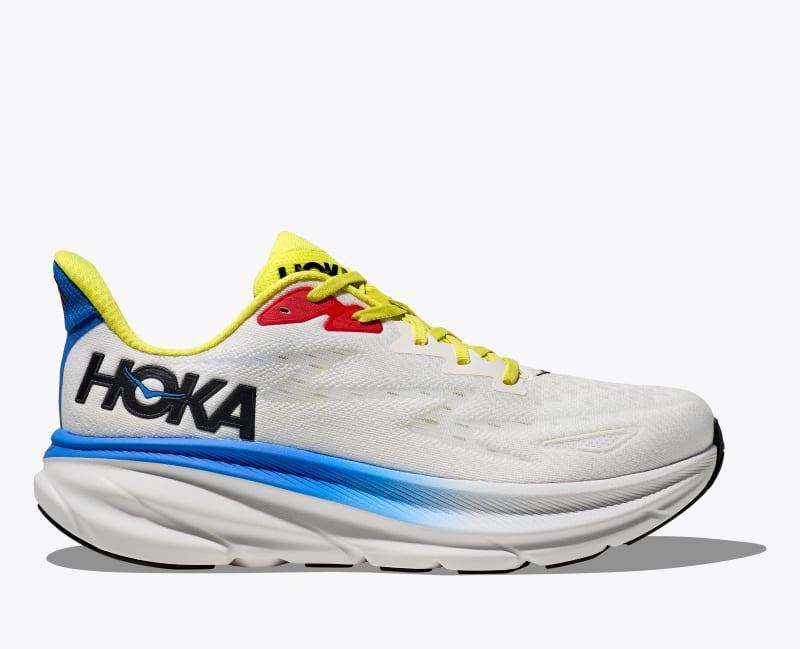 HOKA Mens Clifton 9 Shoes in Black/White, Size 9.5 W Product Image