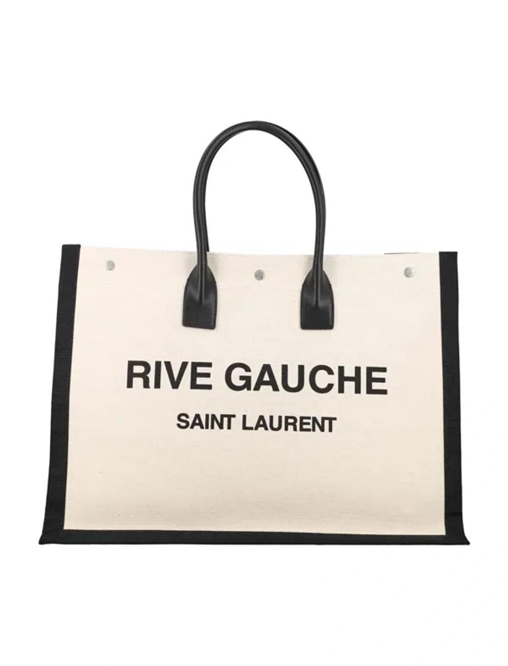 Men's Rive Gauche Print Tote Bag In Greggio,nero,nero Product Image