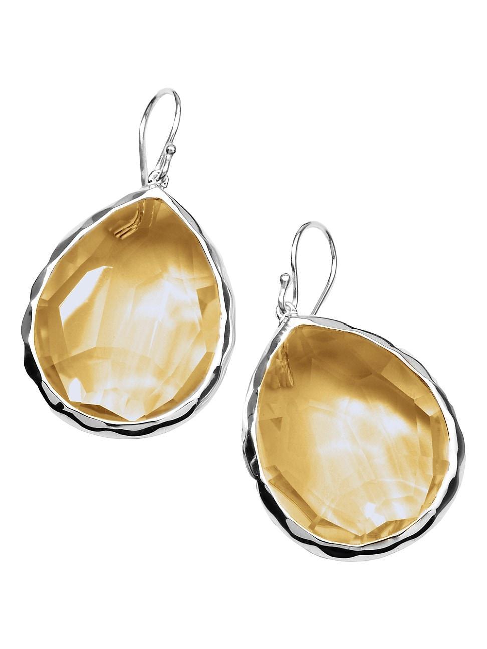 Womens Rock Candy Large Teardrop Sterling Silver & Honey Citrine Earrings Product Image