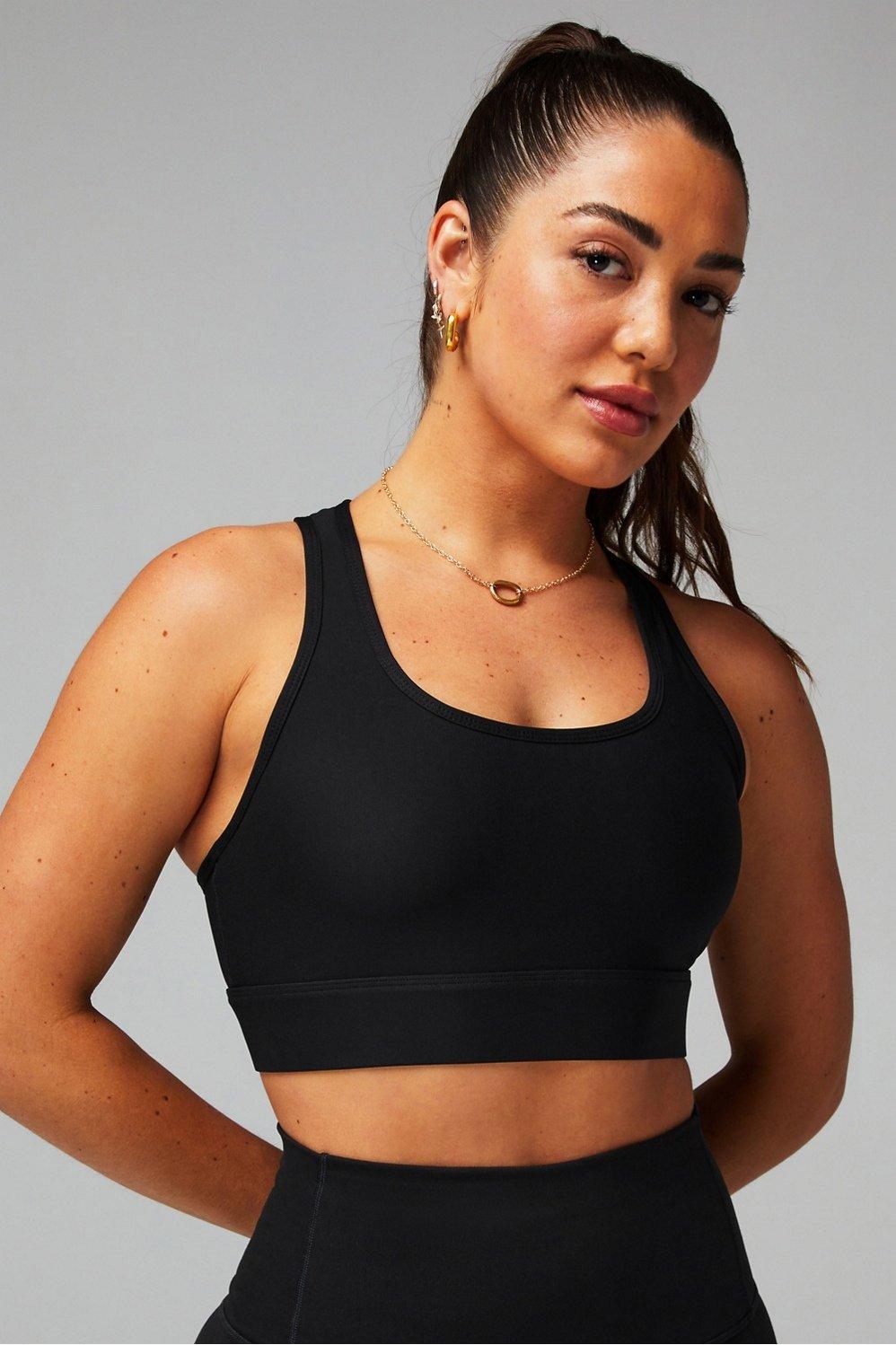 Fabletics On-the-Go Medium-Impact Sports Bra Womens black Size M Product Image