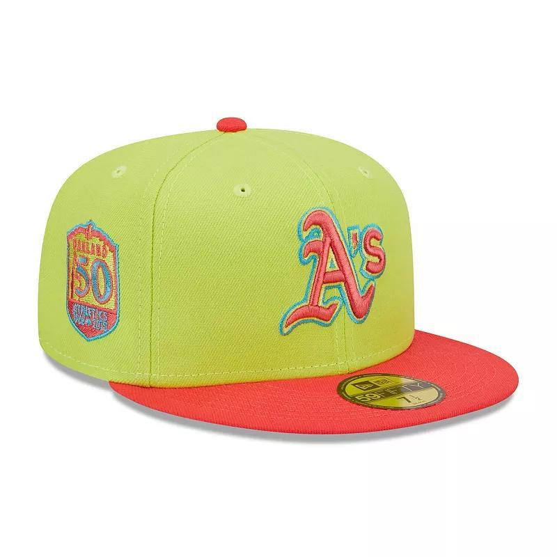 Mens New Era /Red Oakland Athletics 50th Anniversary Cyber Highlighter 59FIFTY Fitted Hat Product Image