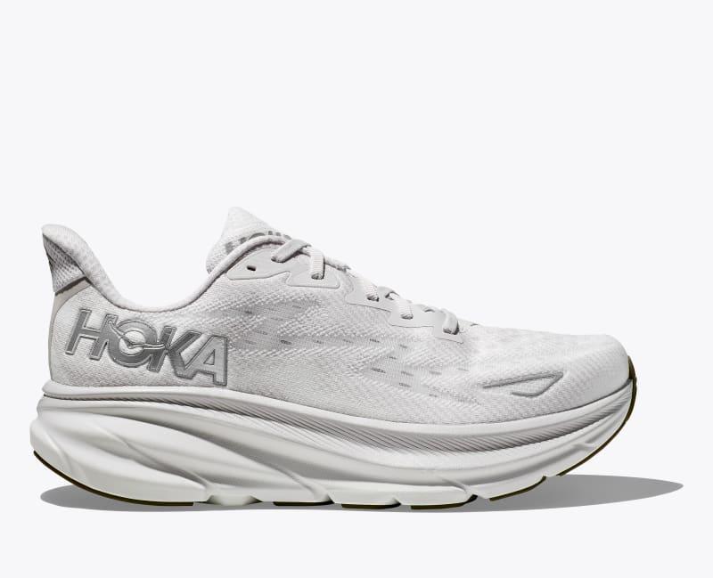 HOKA Mens Clifton 9 Shoes in Black/White, Size 9.5 W Product Image