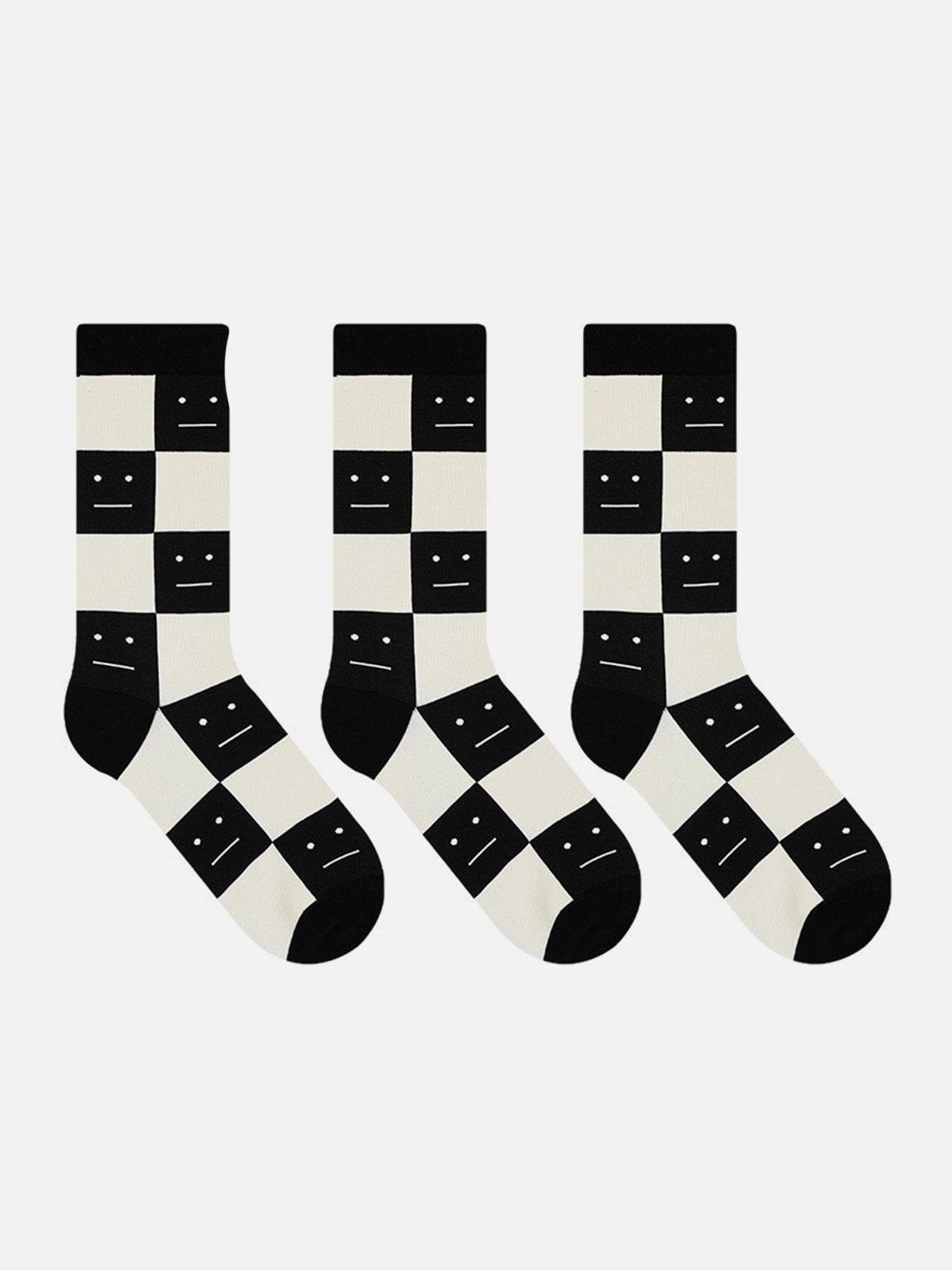 Checkered Smiley Socks Product Image