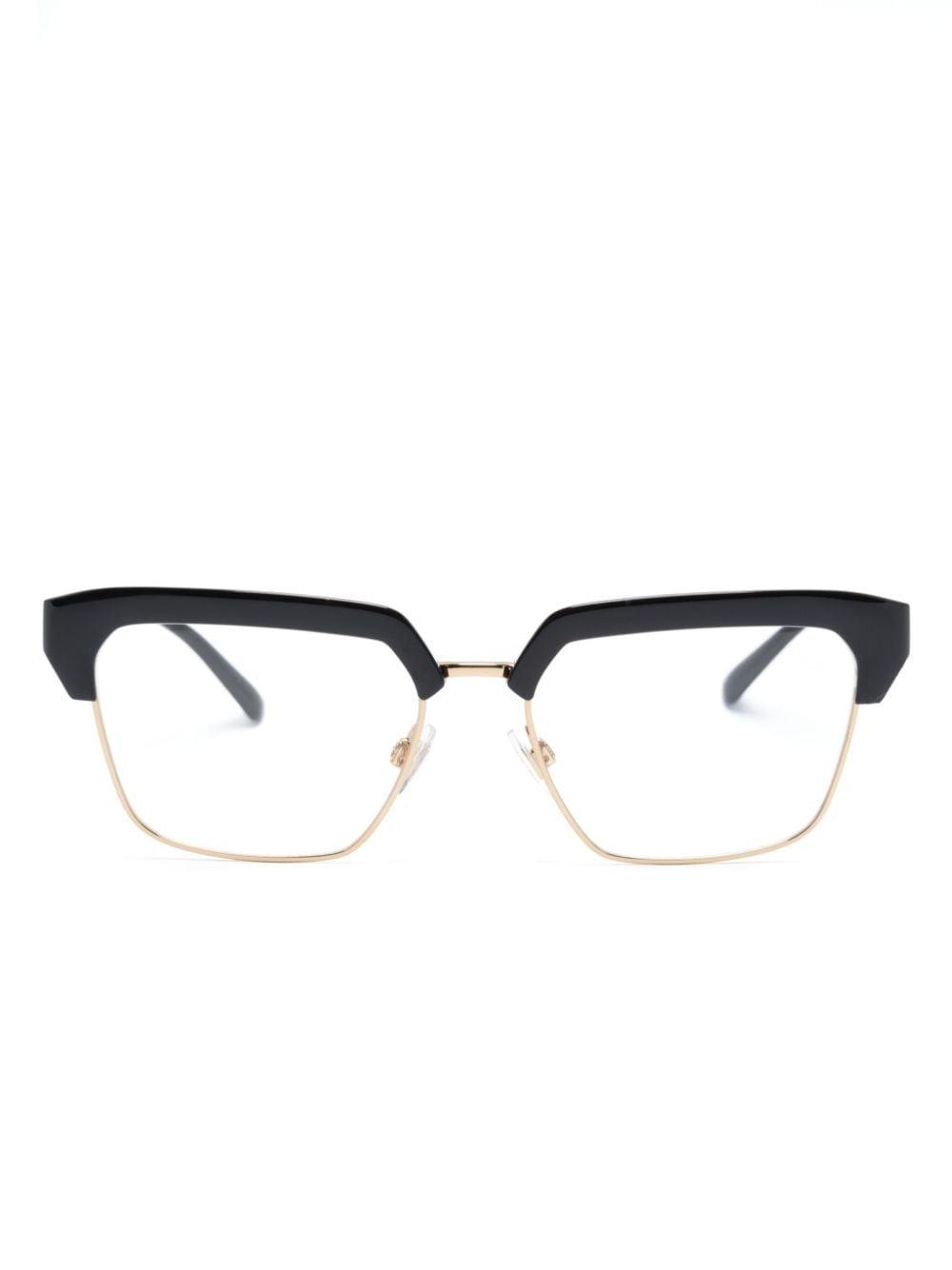 Logo-plaque Clubmaster-frame Glasses In Black Product Image