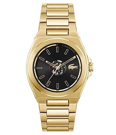 Lacoste Mens Reno Gold-Tone Stainless Steel Bracelet Watch 42mm - Black Product Image