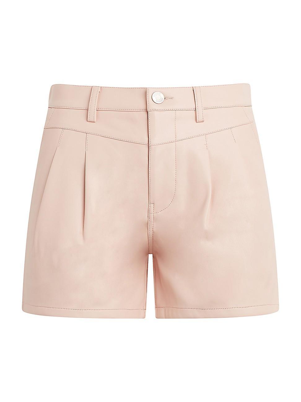 Womens Faux-Leather Pleated Shorts Product Image