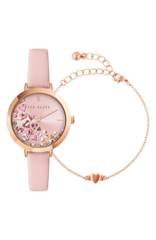 Ted Baker London Ammy Hearts Leather Strap Watch & Bracelet Set, 34mm Product Image