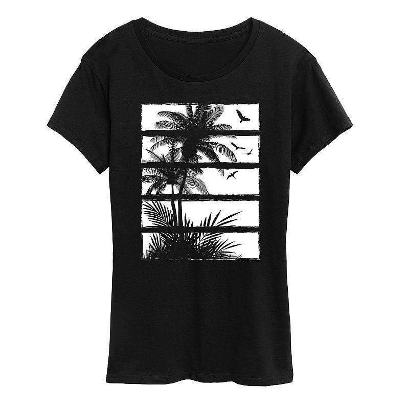 Womens Palm Tree Silhouette Panels Graphic Tee Product Image