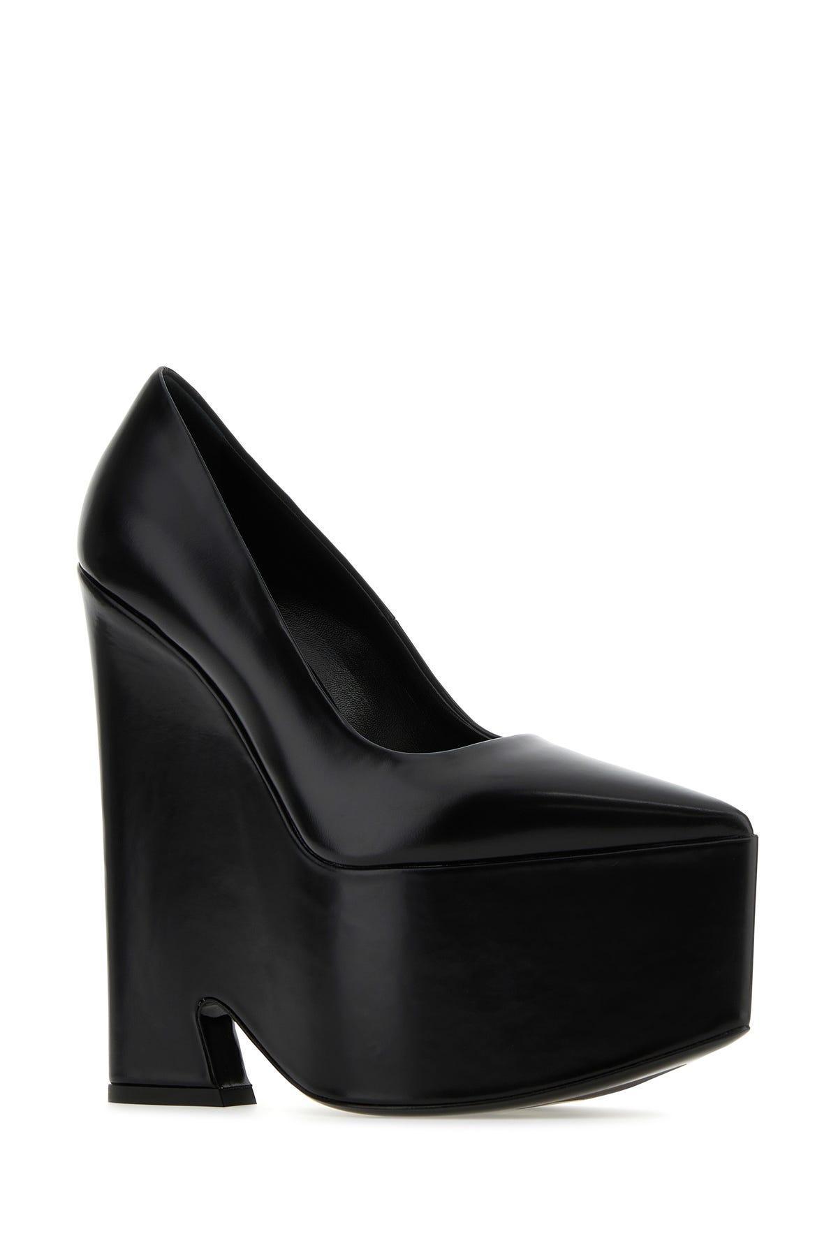 Leather Platform Pumps In Black Product Image