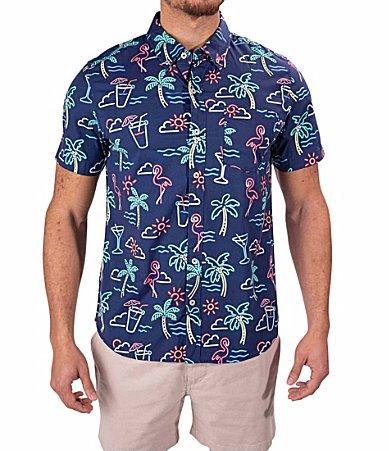 Mens Chubbies Short Sleeve Button Down Shirt Blue Product Image