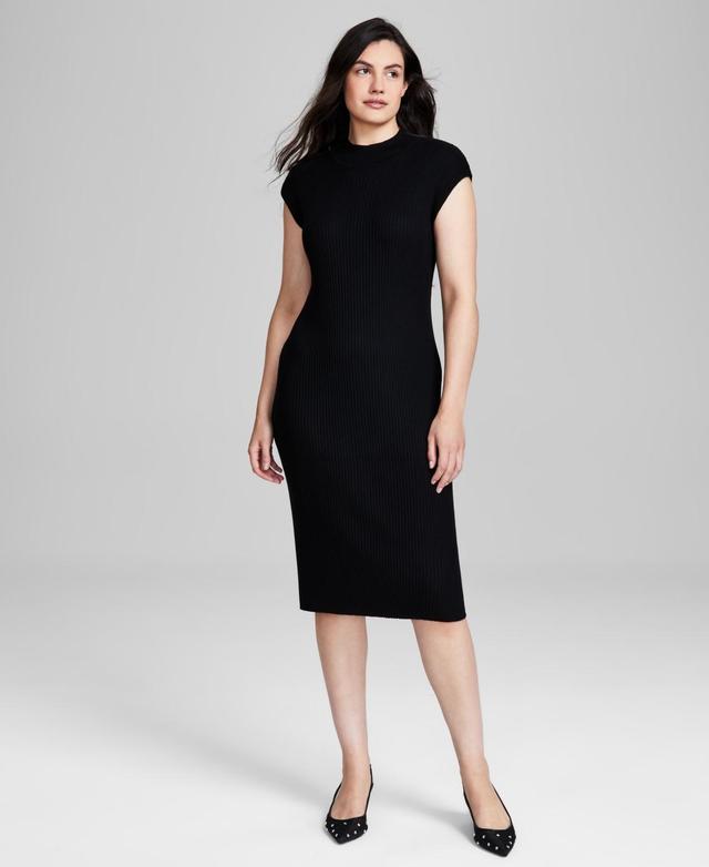 And Now This Womens Ribbed Sweater Mock-Neck Midi Dress, Created for Macys Product Image