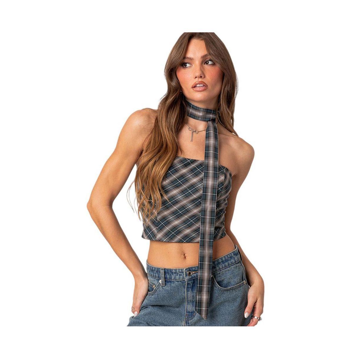 Womens Plaid two piece scarf corset Product Image