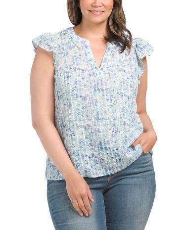 Plus Embroidered Eyelet Top for Women | Polyester Product Image