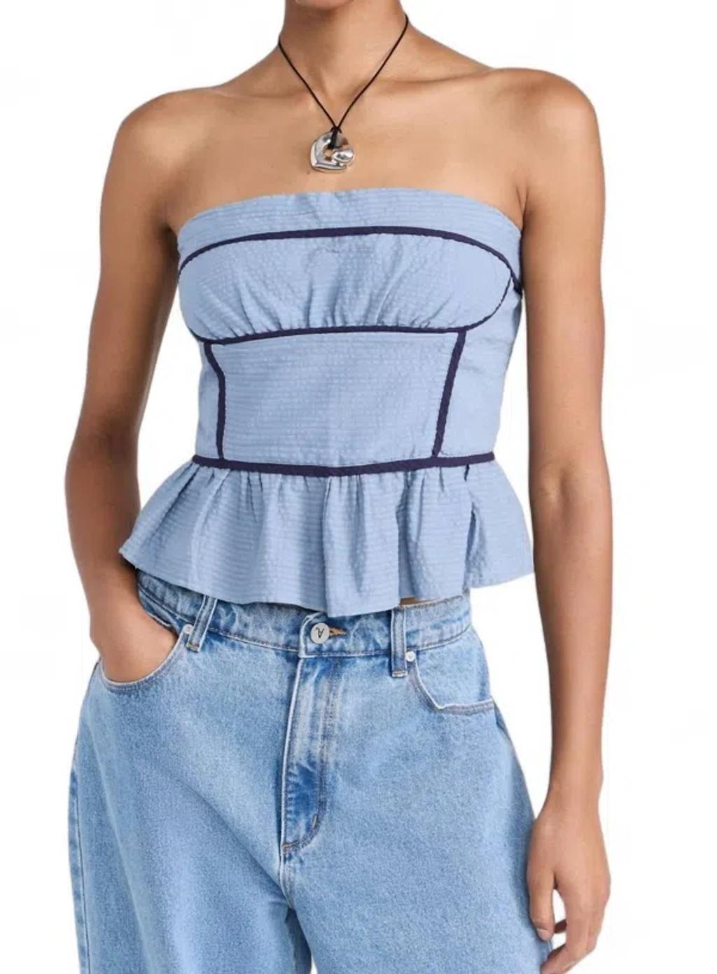 Tara Tube Top Faded Denim In Blue Product Image